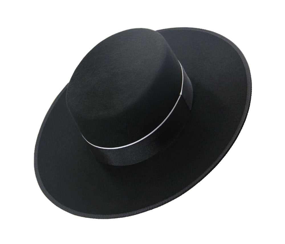 Chapeau à large bord en laine noire