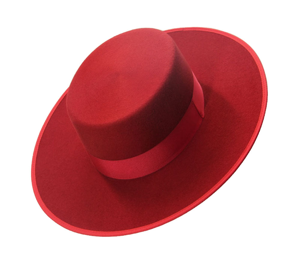 Chapeau à large bord en laine rouge