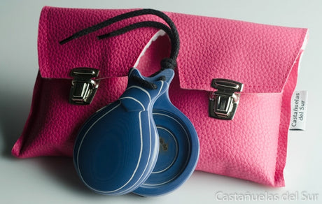 Coffret double castagnettes en verre mauve