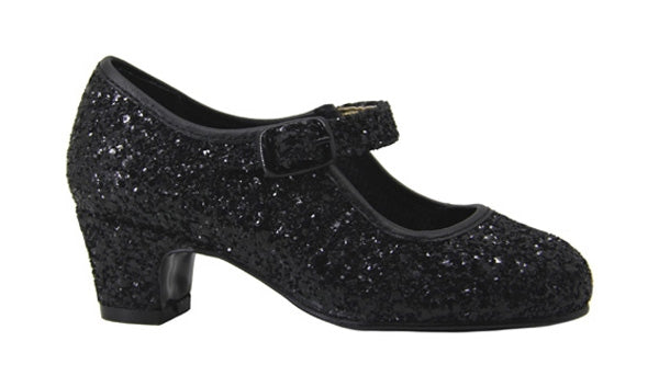 Chaussure de flamenco noire à paillettes