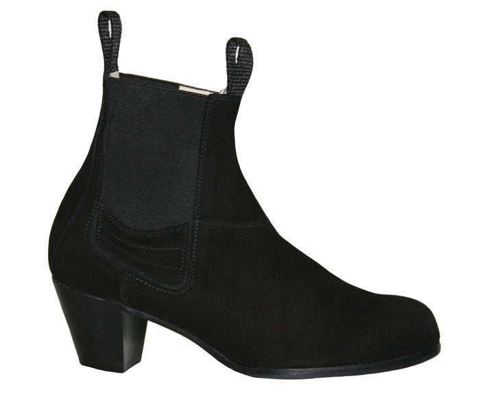 Botte de flamenco professionnelle en daim noir avec fermeture éclair