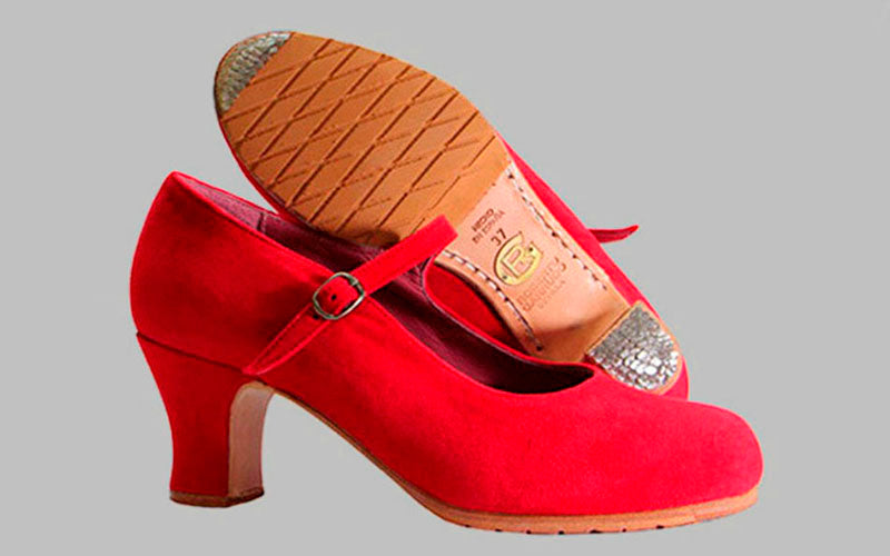 Zapato de baile flamenco profesional ante rojo