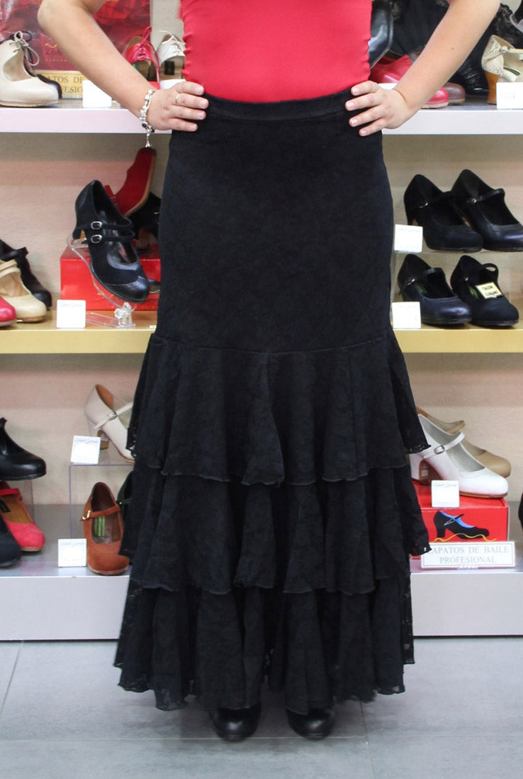 Falda Flamenco de Encaje Negro