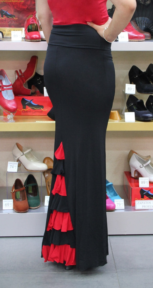 Jupe flamenco noire Andújar à volants combinés
