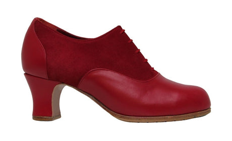 Chaussure de danse flamenco professionnelle en daim et cuir rouge