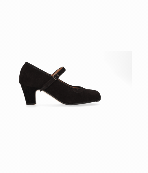 Zapato semiprofesional ante negro hebilla
