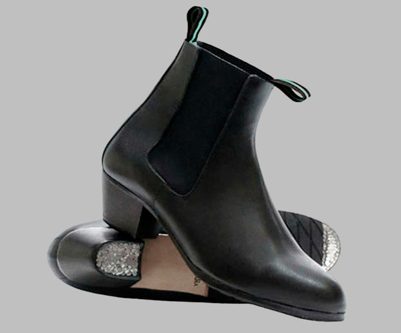 Bota baile flamenco semiprofesional piel negro 24/46