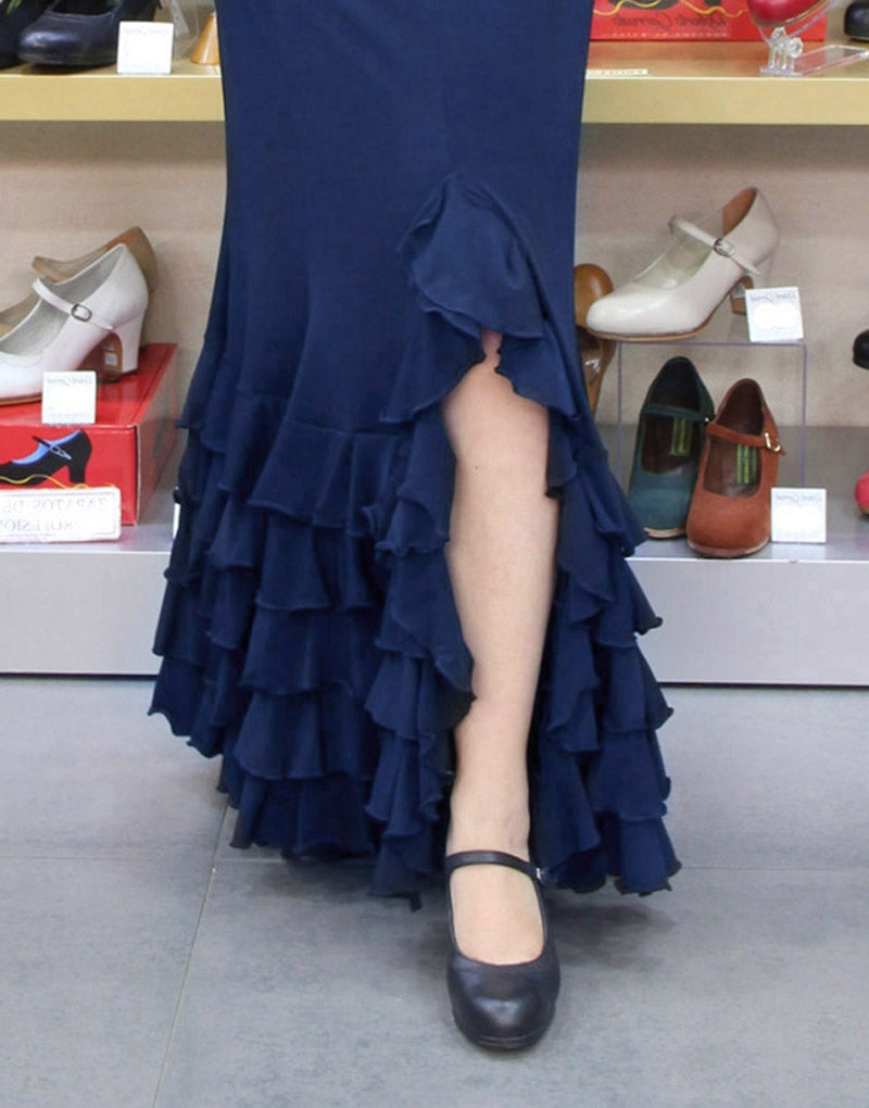 Falda flamenco azul con cinco volantes
