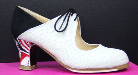Zapato de baile flamenco  Profesional combinado blanco y negro