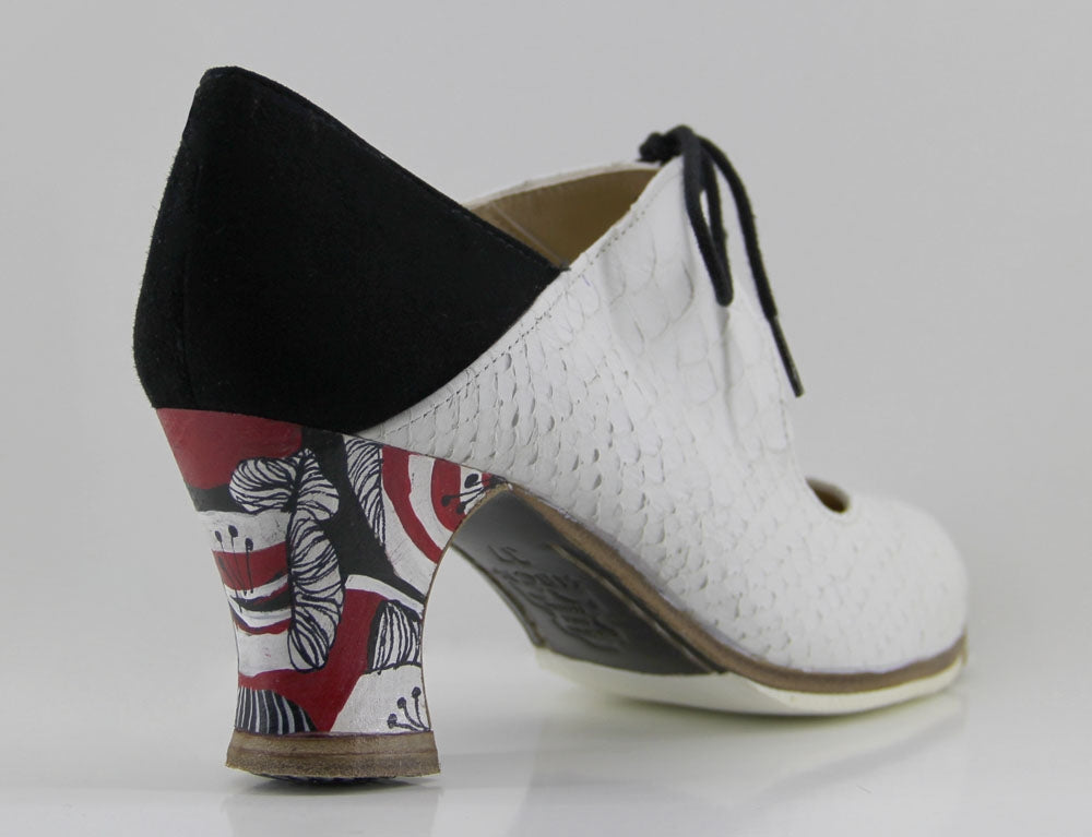 Chaussure de danse flamenco professionnelle combinée noir et blanc