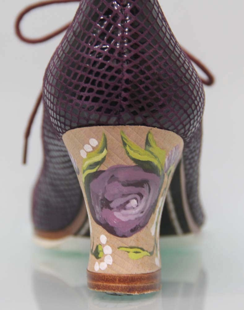 Professional Flamenco Dance Shoe Fantasy Snake Wine Color