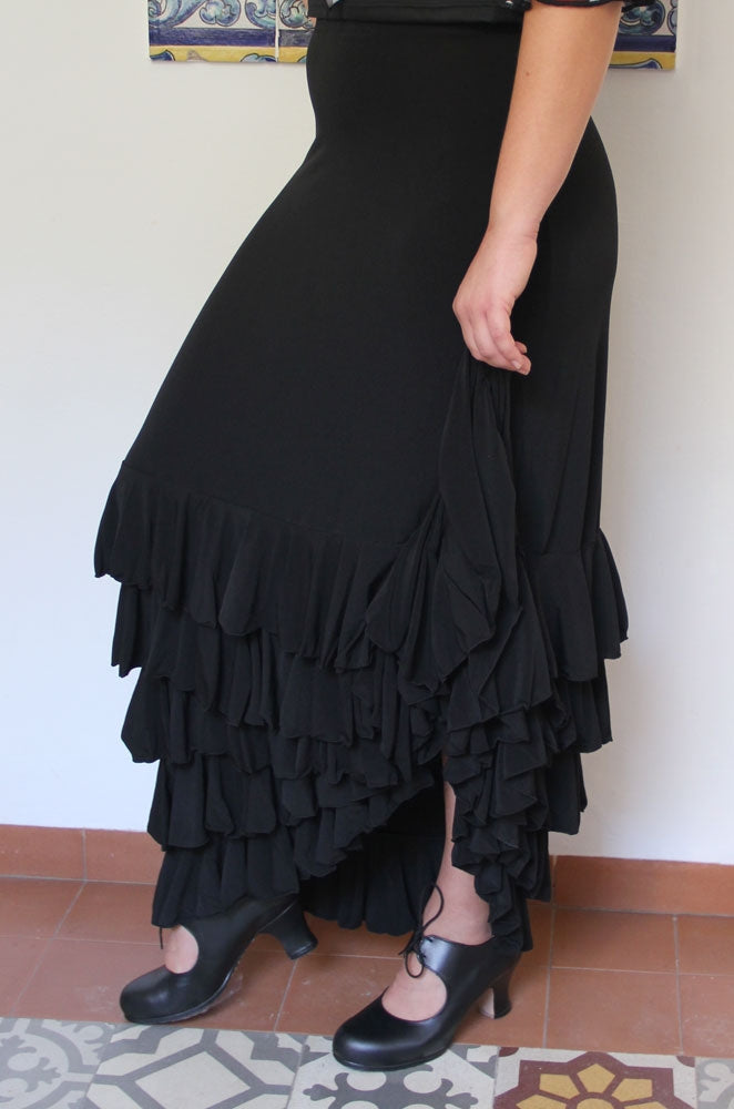 Jupe flamenco Zagra noire à 5 volants