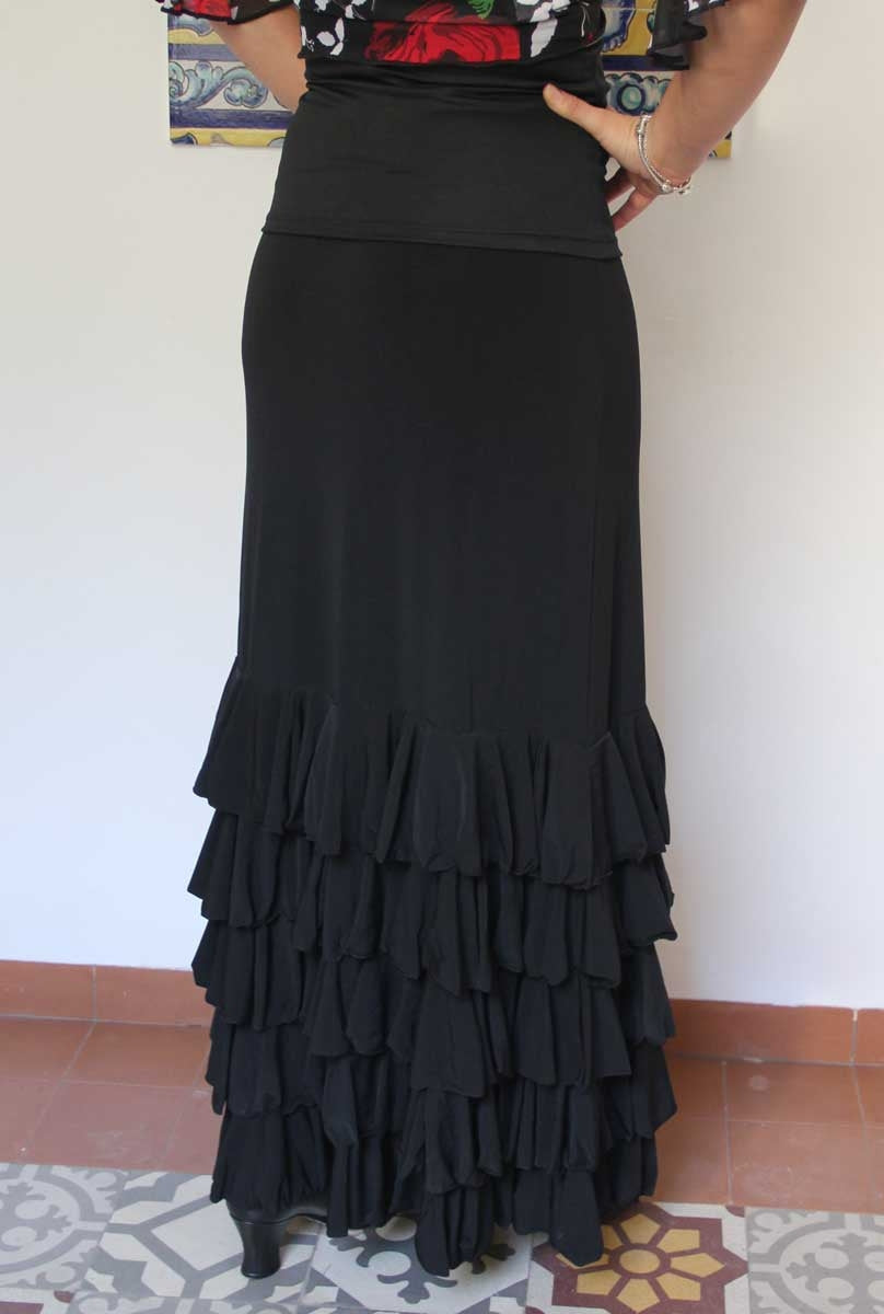 Jupe flamenco Zagra noire à 5 volants