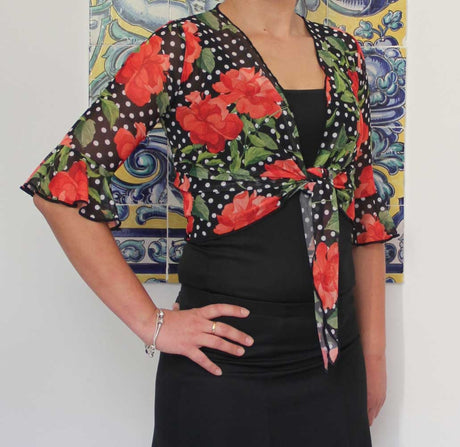 Cardigan flamenco à imprimé floral et à pois