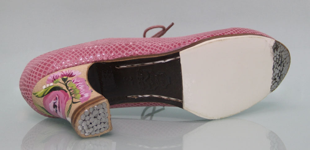 Chaussure de danse flamenco professionnelle rose serpent fantaisie