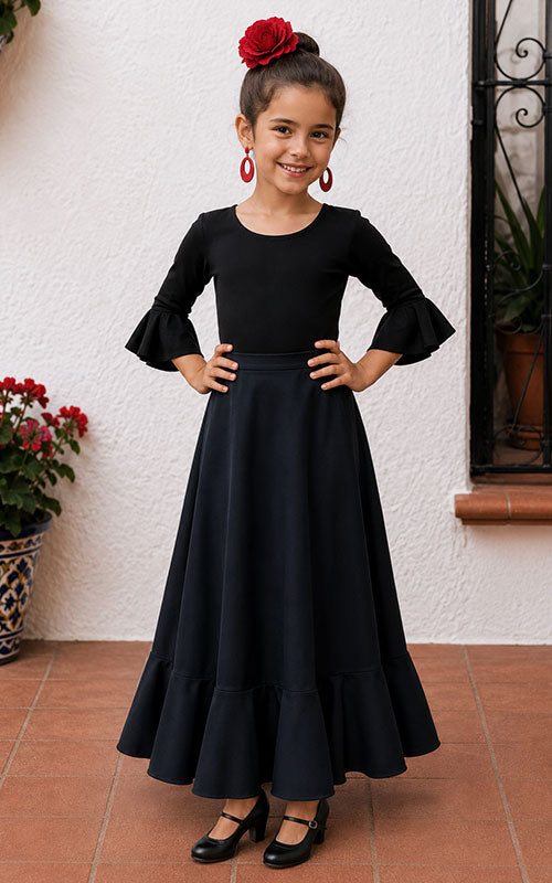 Black flamenco skirt for girls