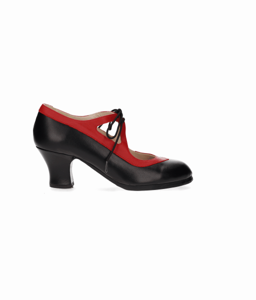Zapato de baile flamenco profesional combinado negro y rojo