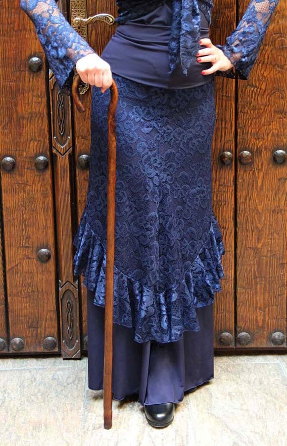 Bâton de danse flamenco, bois verni foncé