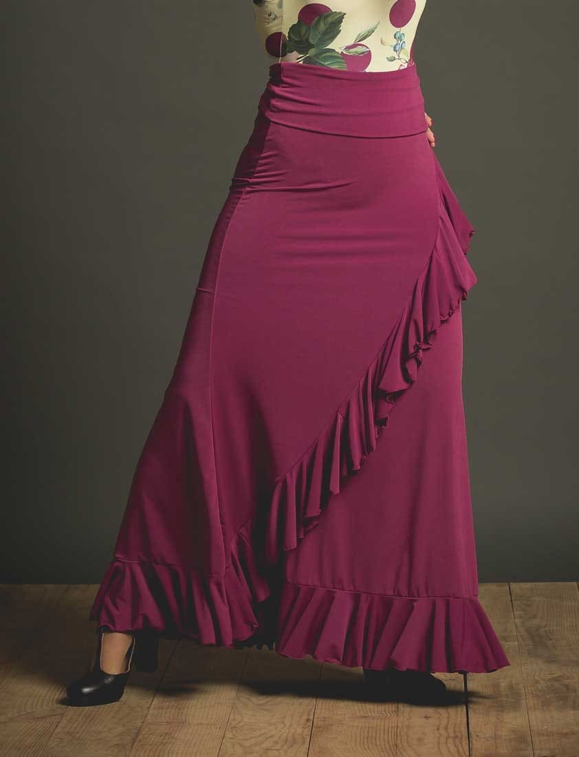 Jupe flamenco Valoria couleur mûre