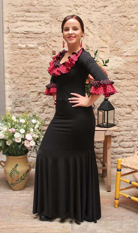 Falda Flamenco Negra Entallada