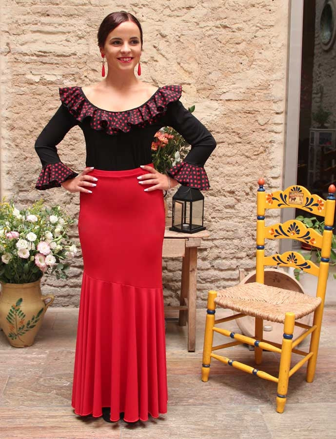 Falda Flamenco Roja Entallada
