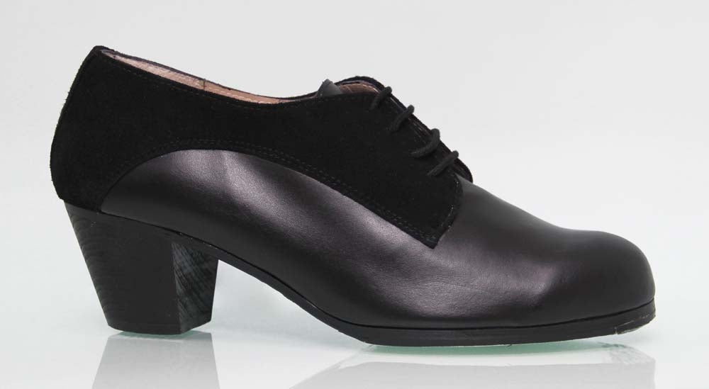 Zapato Flamenco Profesional Combinado Piel y Ante Negro