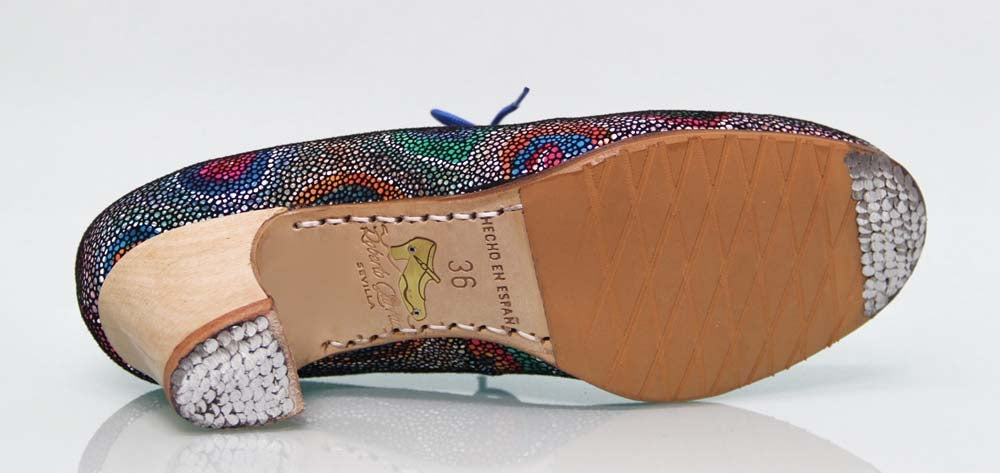 Zapato de baile flamenco profesional fantasía multicolor