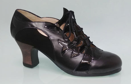 Zapato de Baile Flamenco Profesional Combinado Negro