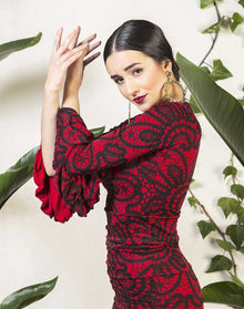 Top flamenco estampado rojo