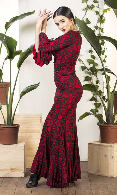 Jupe flamenco Olvera à imprimé rouge