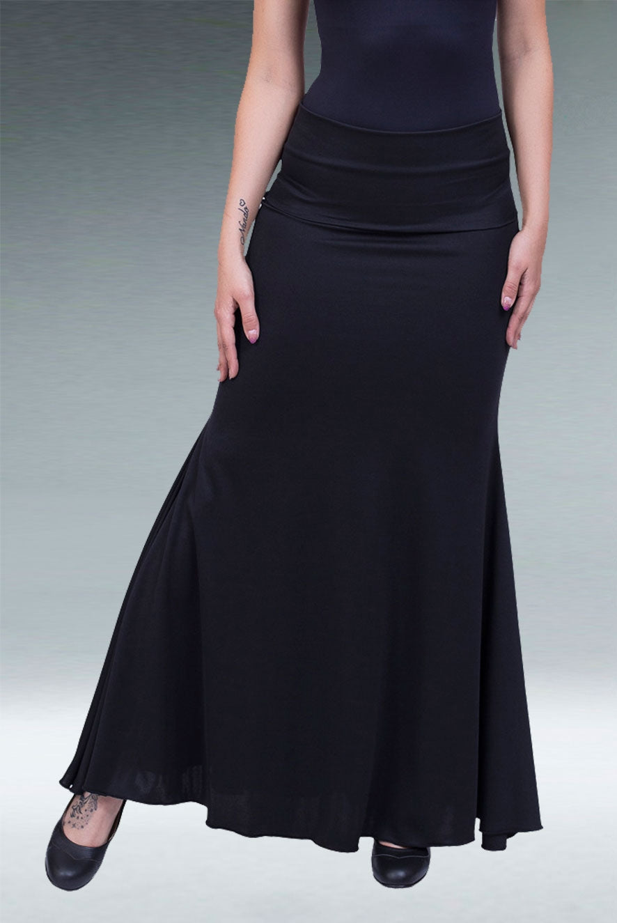 Falda Flamenco Negra Entallada Con Vuelo