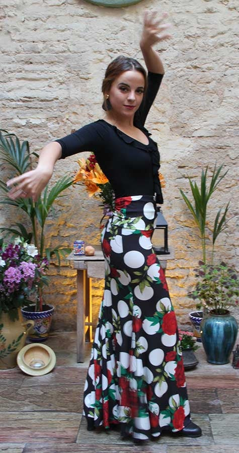 Jupe flamenco imprimée à godets