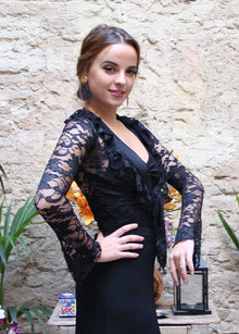 Cardigan flamenco en dentelle noire
