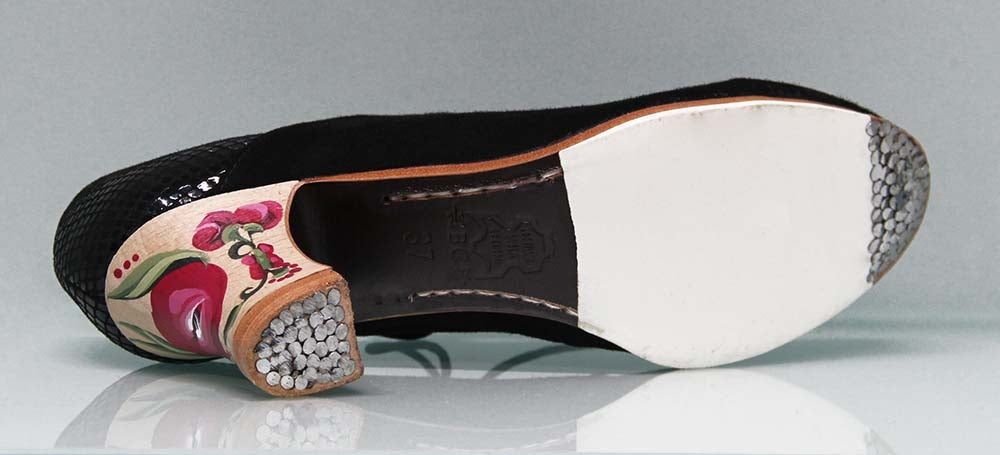 Zapato de Baile Flamenco Profesional Ante y Fantasía Serpiente Negra