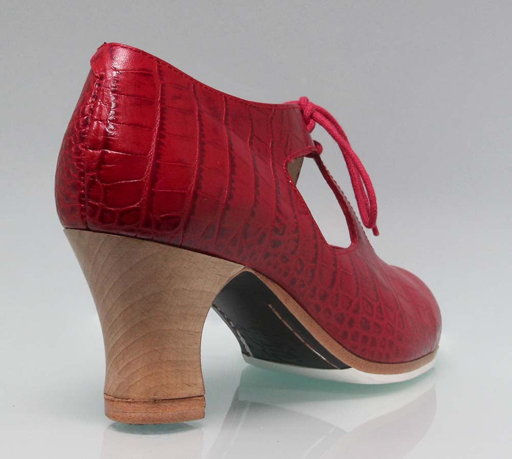 Professional Flamenco Dance Shoe Red Coconut Leather