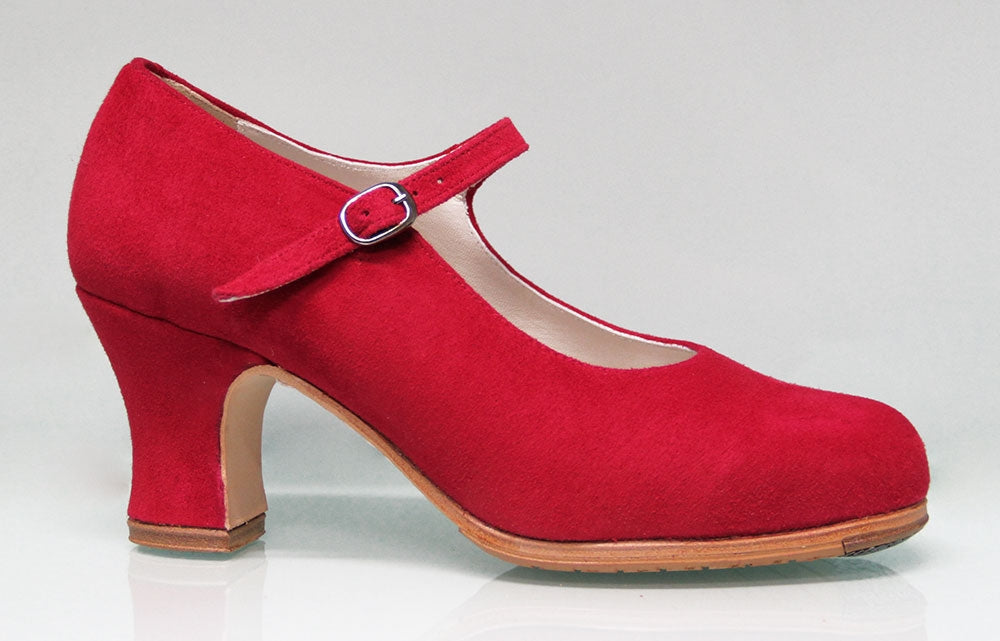 Zapato de baile flamenco profesional ante rojo
