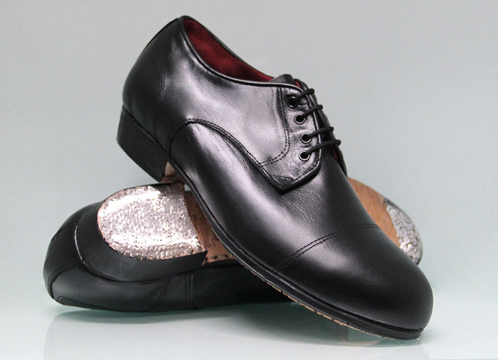 Chaussure de flamenco professionnelle noire à talon bas