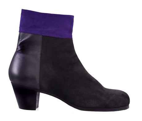 Botte de danse flamenco professionnelle en cuir et daim noir