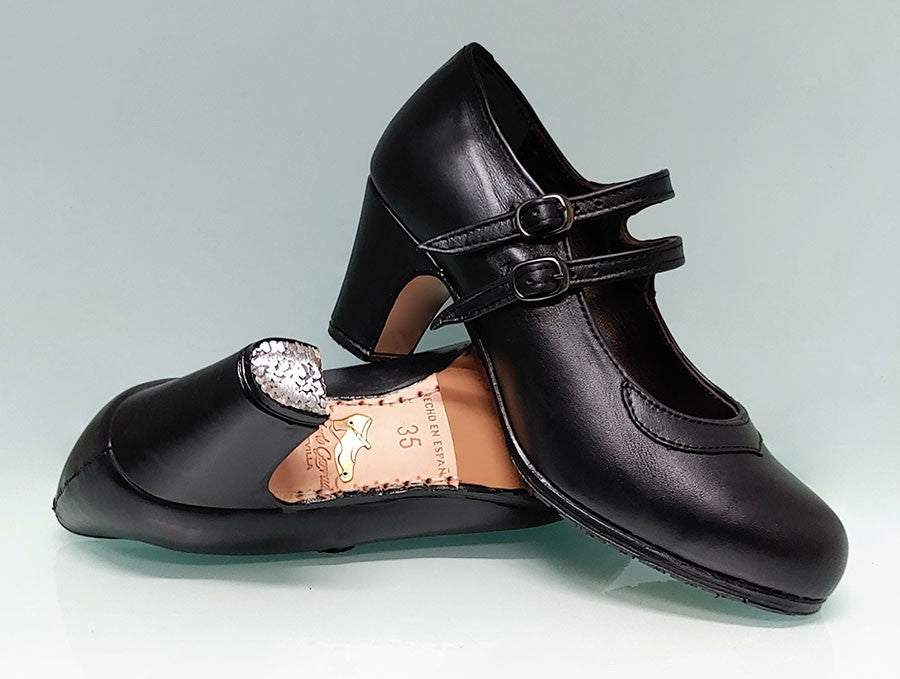 Zapato de baile flamenco profesional piel negro