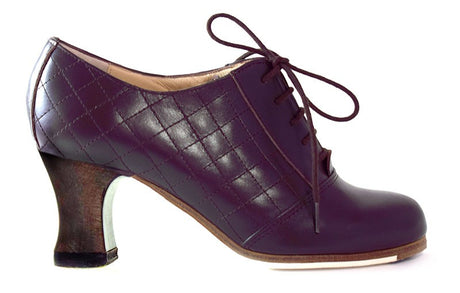 Zapato de baile flamenco profesional piel color (Morado) cordones