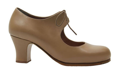 Zapato de baile flamenco profesional piel beige