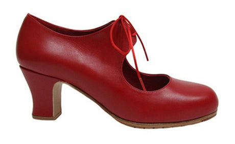 Zapato de baile flamenco profesional piel rojo