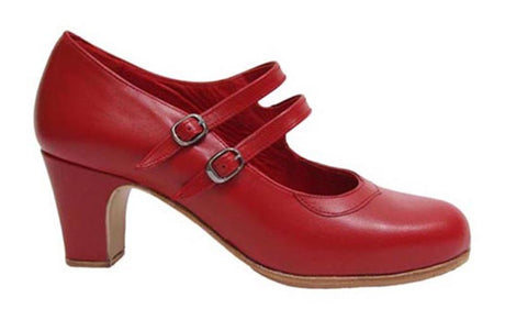 Chaussure de danse flamenco professionnelle en cuir rouge