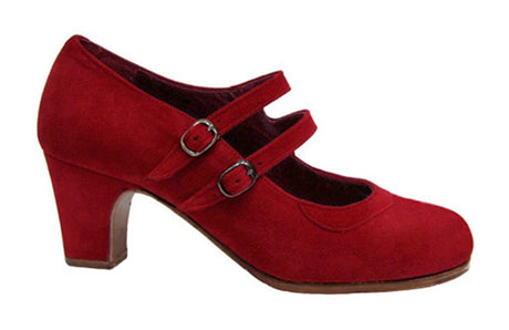 Chaussure de danse flamenco professionnelle en daim rouge
