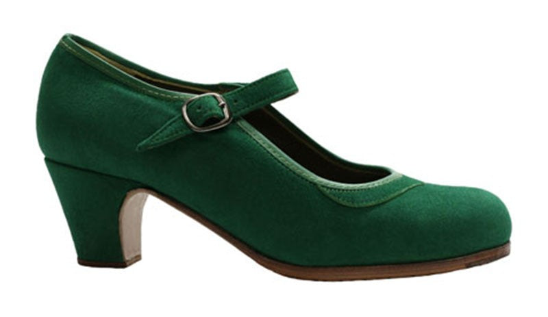 Zapato de baile flamenco profesional piel de ante verde