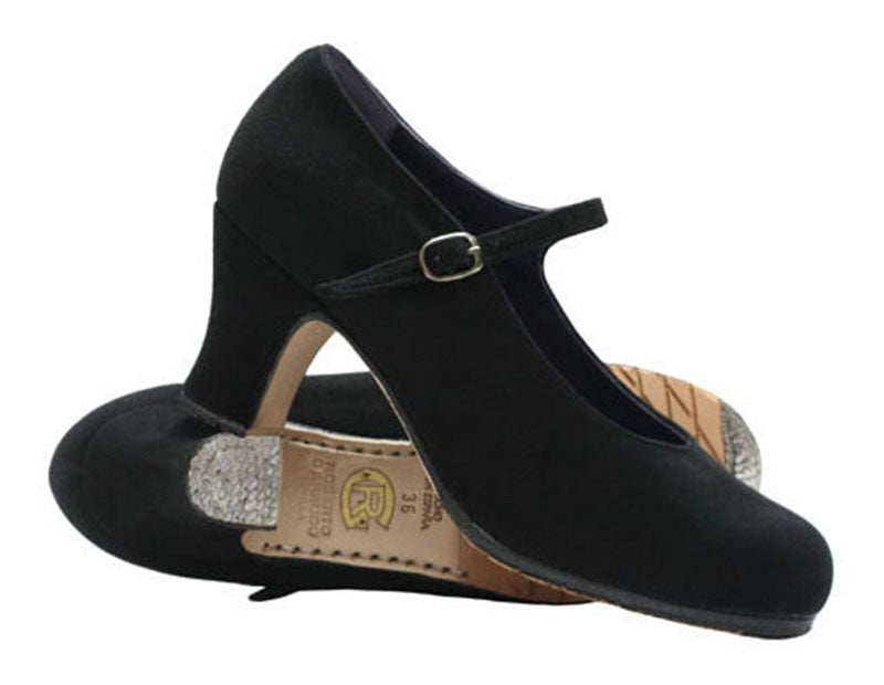 Professional black suede flamenco dance shoe