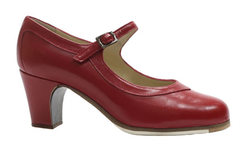 Chaussure de danse flamenco professionnelle en cuir rouge
