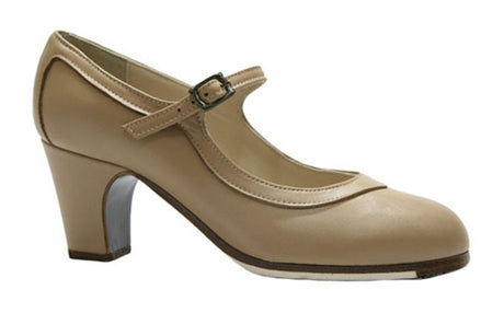 Professional Flamenco Dance Shoe Beige Leather