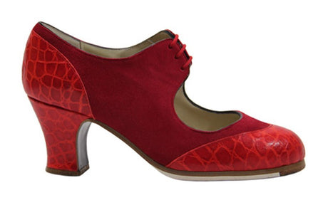 Professional Flamenco Dance Shoe in Red Suede and Leather