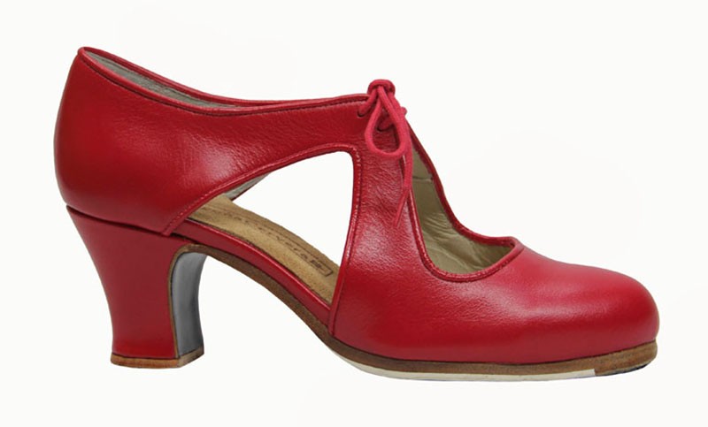 Chaussure de danse flamenco professionnelle en cuir rouge